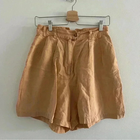 Vintage Calvin Klein 100% Linen High Waisted Shorts - Picture 1 of 9